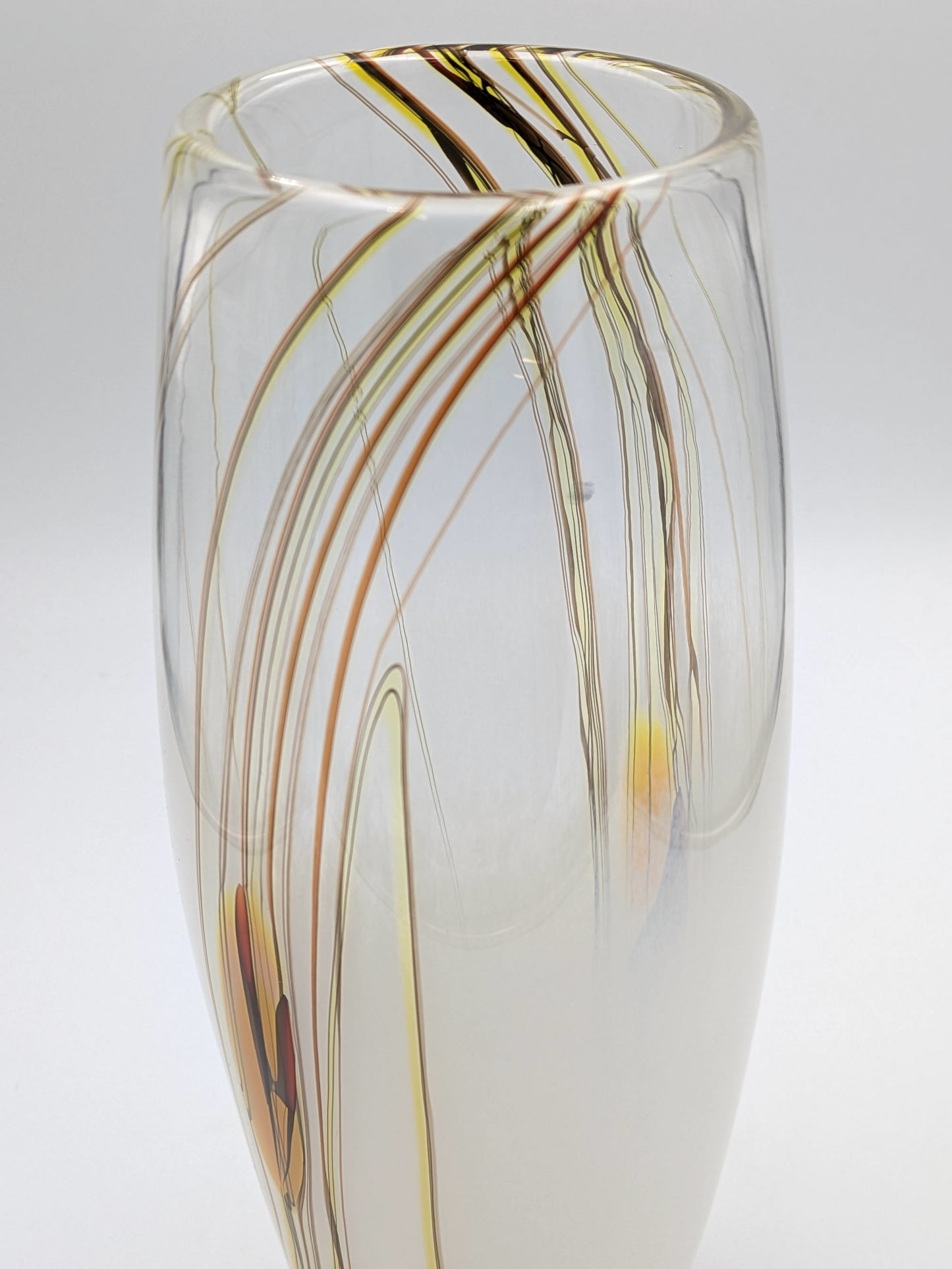 Handblown Glass White/Clear Lily Vase by McDermott