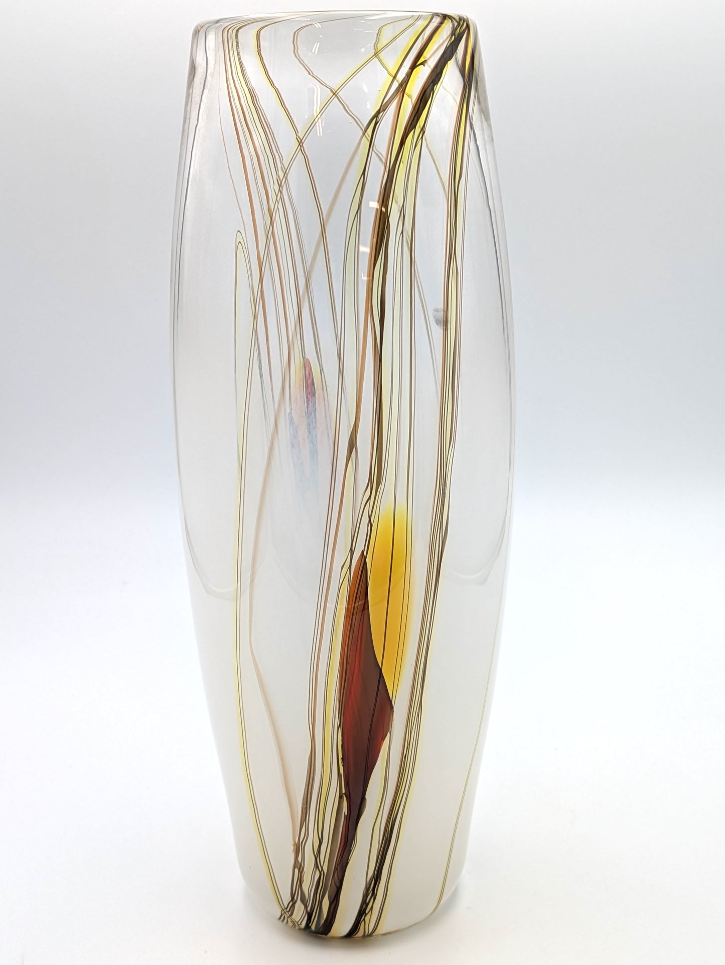 Handblown Glass White/Clear Lily Vase by McDermott