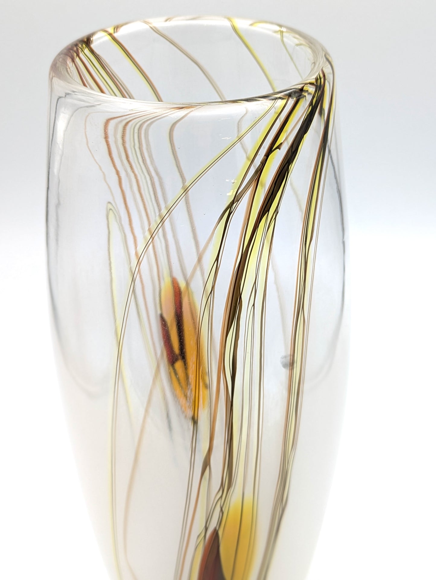 Handblown Glass White/Clear Lily Vase by McDermott