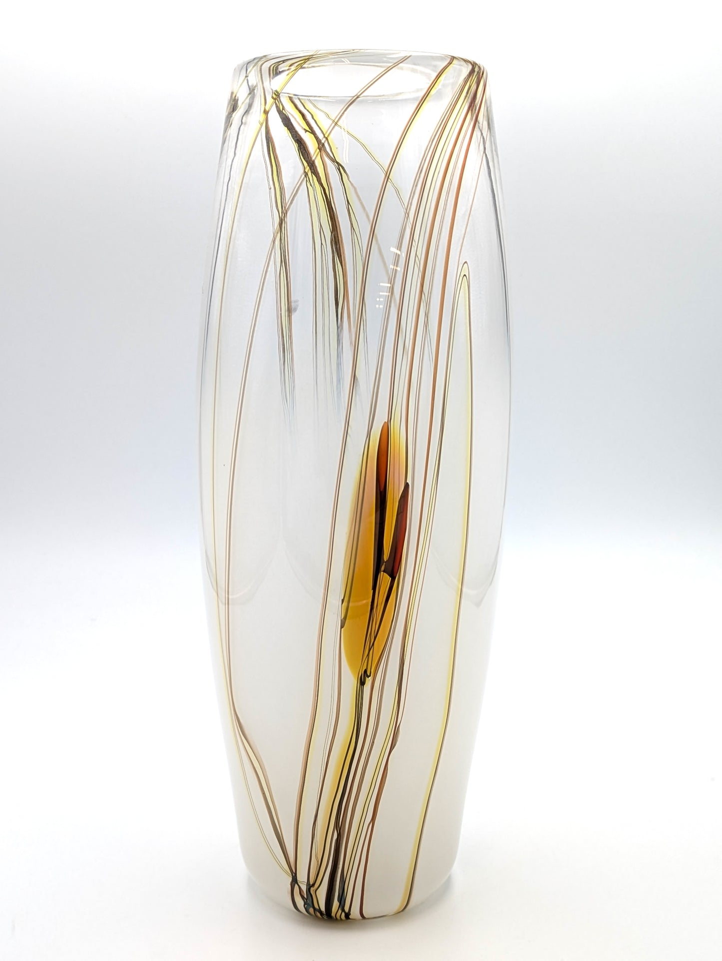 Handblown Glass White/Clear Lily Vase by McDermott