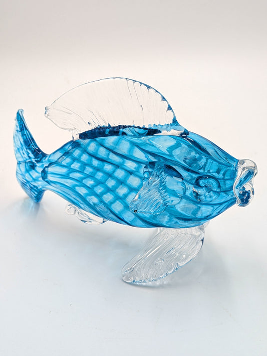 Handblown Glass Fish Scupture - Blue /SGM Studio Hoyt