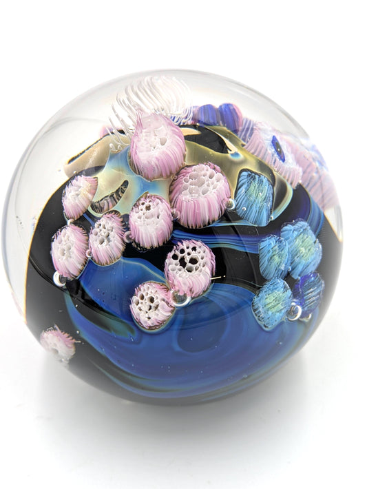 Handblown Glass Paperweight - Inhabited Corona Megaplanet 3.5" #8.28.25