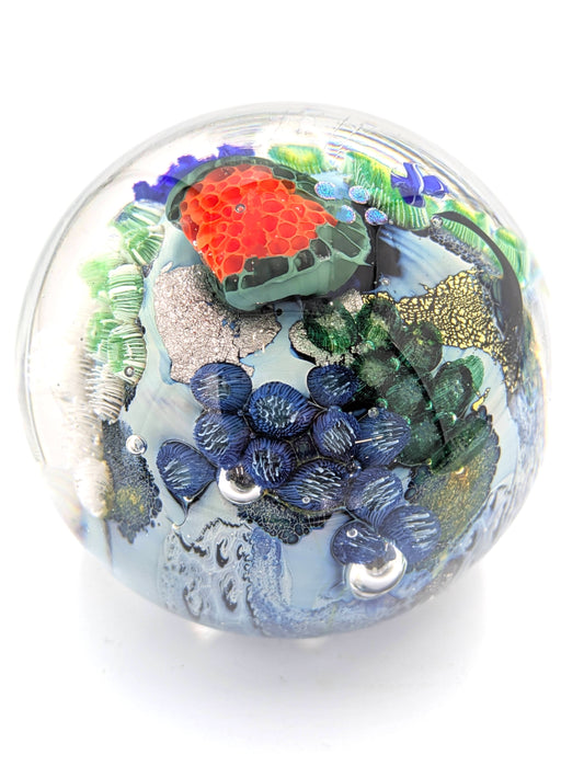 Handblown Glass Paperweight - Inhabited Megaplanet 3.5" #8.29.25