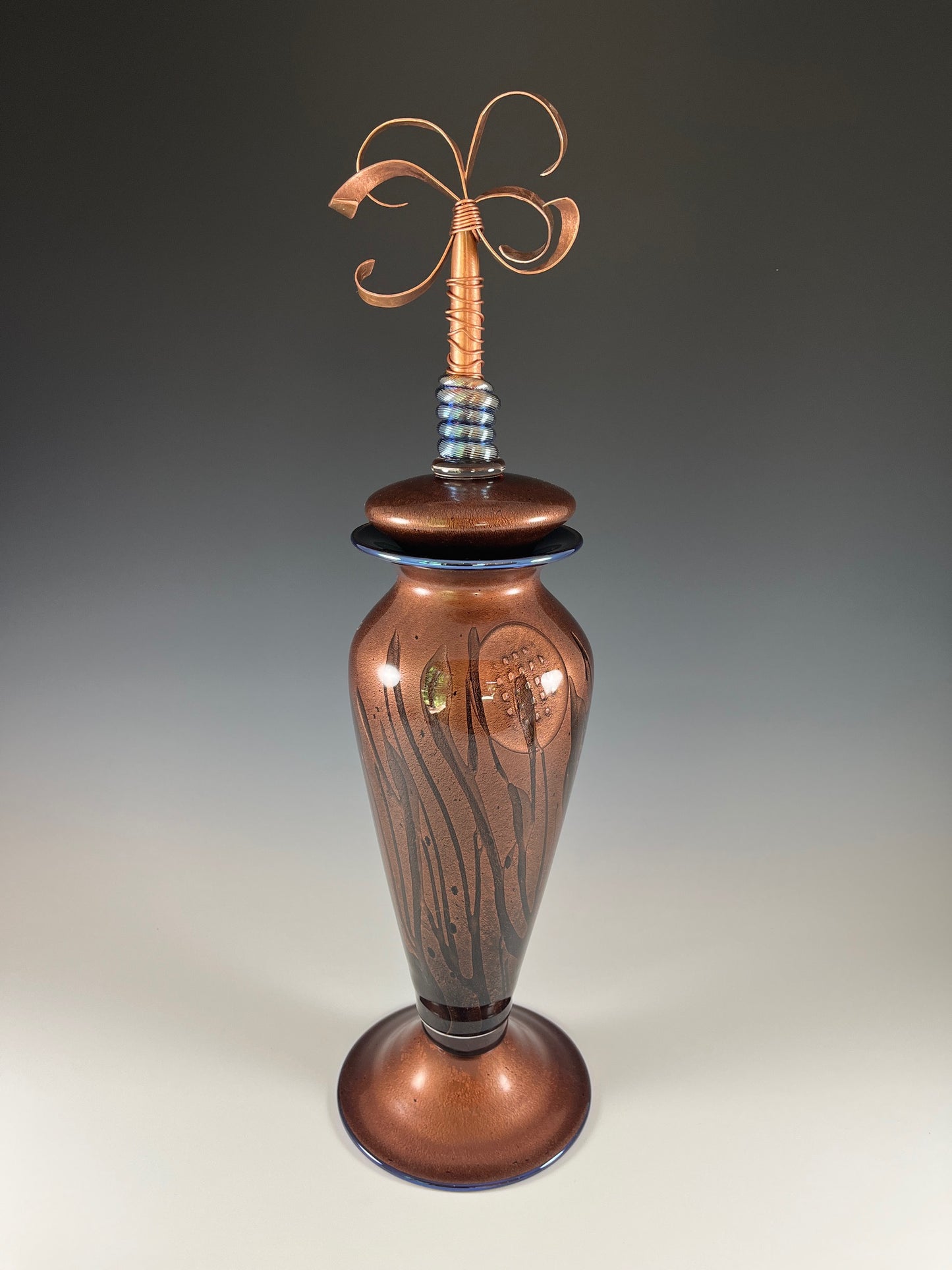 Copper Mother of Pearl Traditional Vase w/ Finial #21