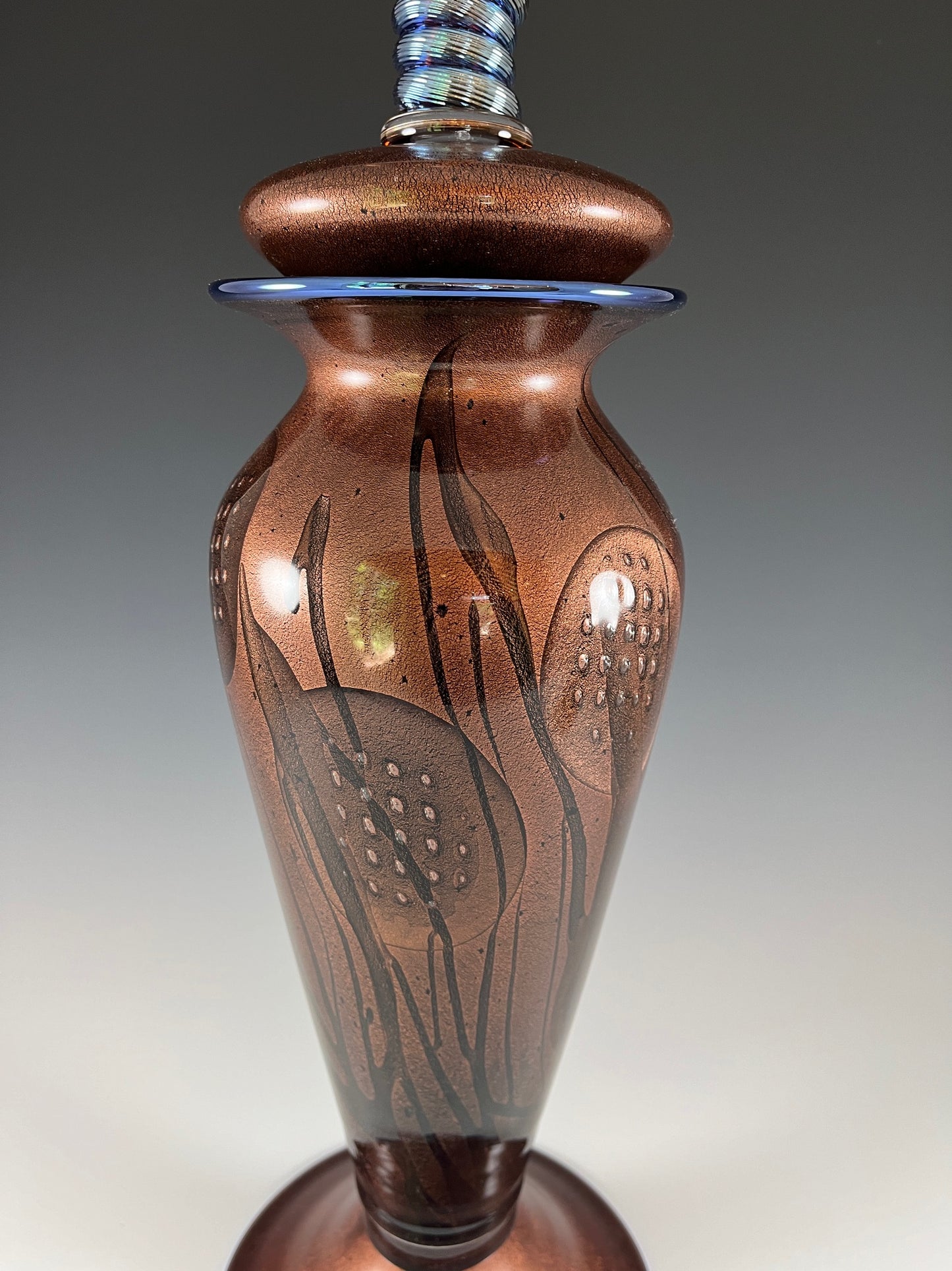 Copper Mother of Pearl Traditional Vase w/ Finial #21