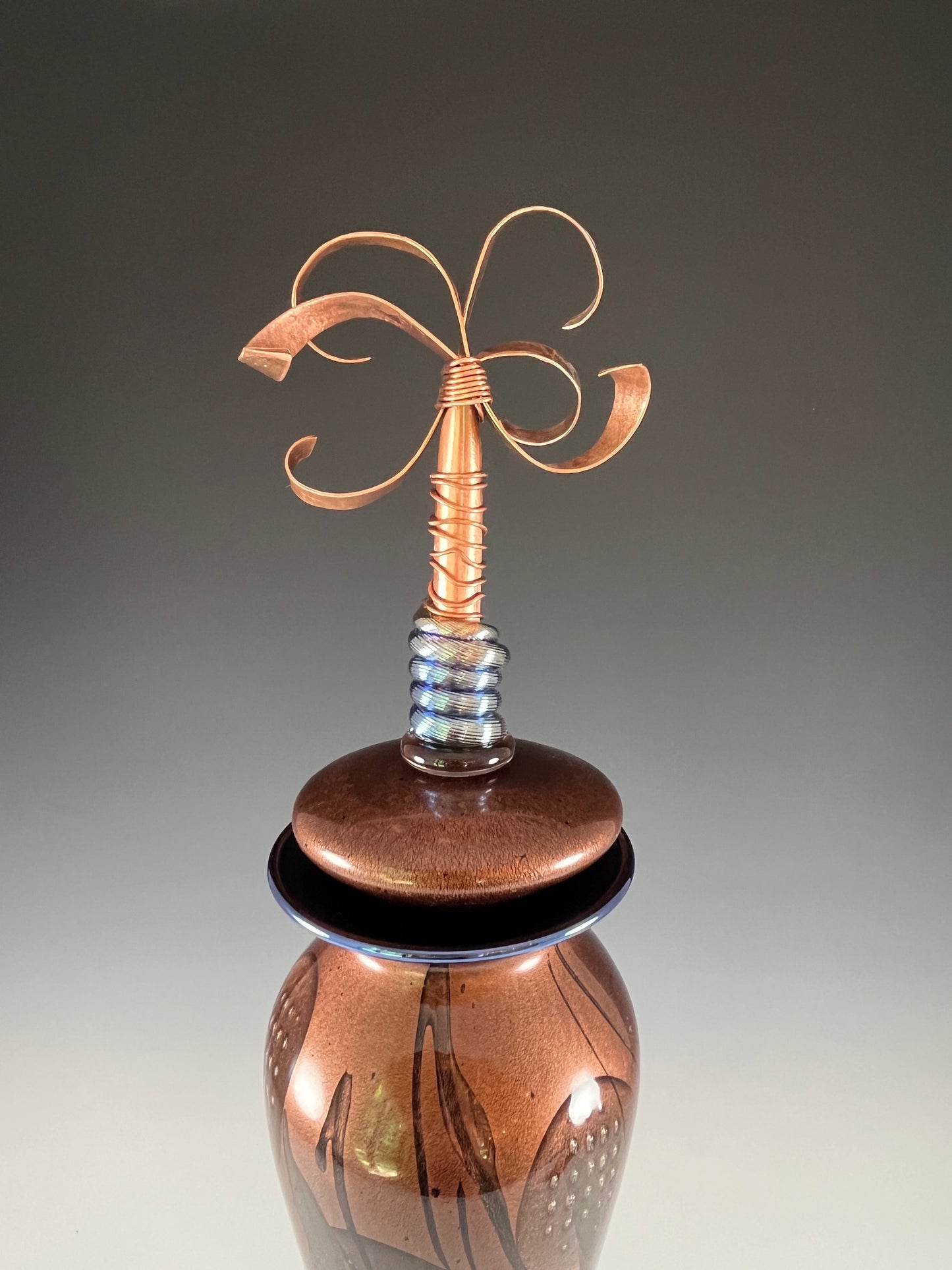 Copper Mother of Pearl Traditional Vase w/ Finial #21