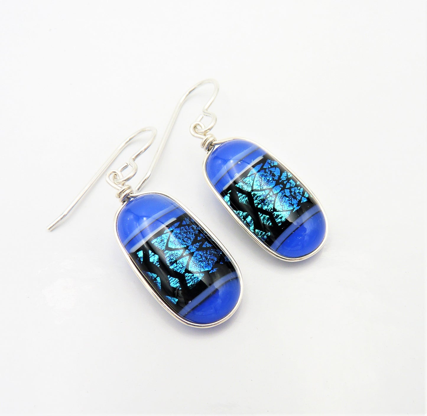 Silver Wrapped Mosaic Earrings